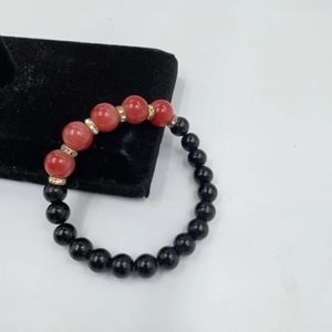 Women Bead Bracelet Elastic Black And Red